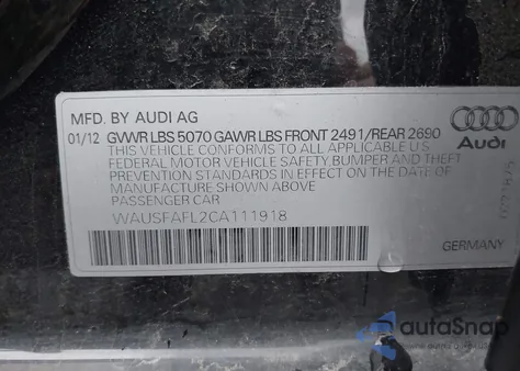 2012 Audi A4 2.0T Premium из США, поврежденный, VIN WAUSFAFL2CA111918